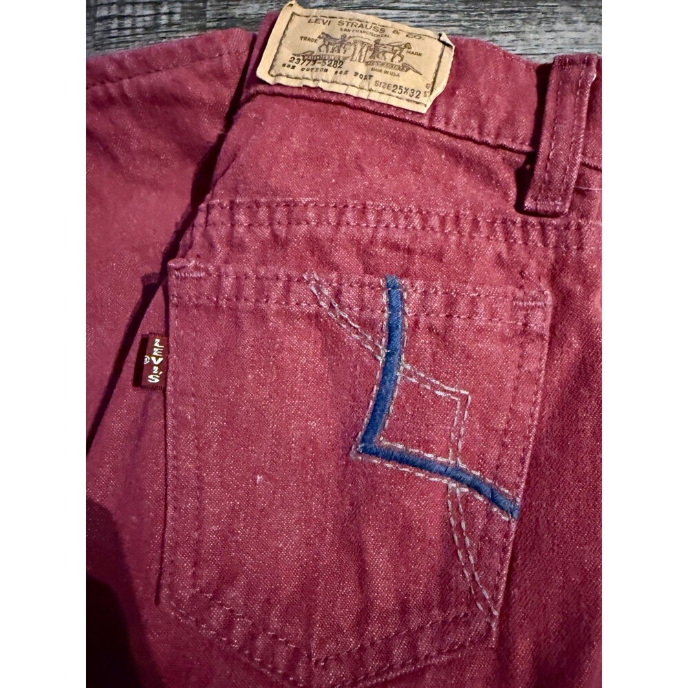 Vintage 70s Levis Big E Flare Pants Burgundy Rust USA Made High Waisted 25x32